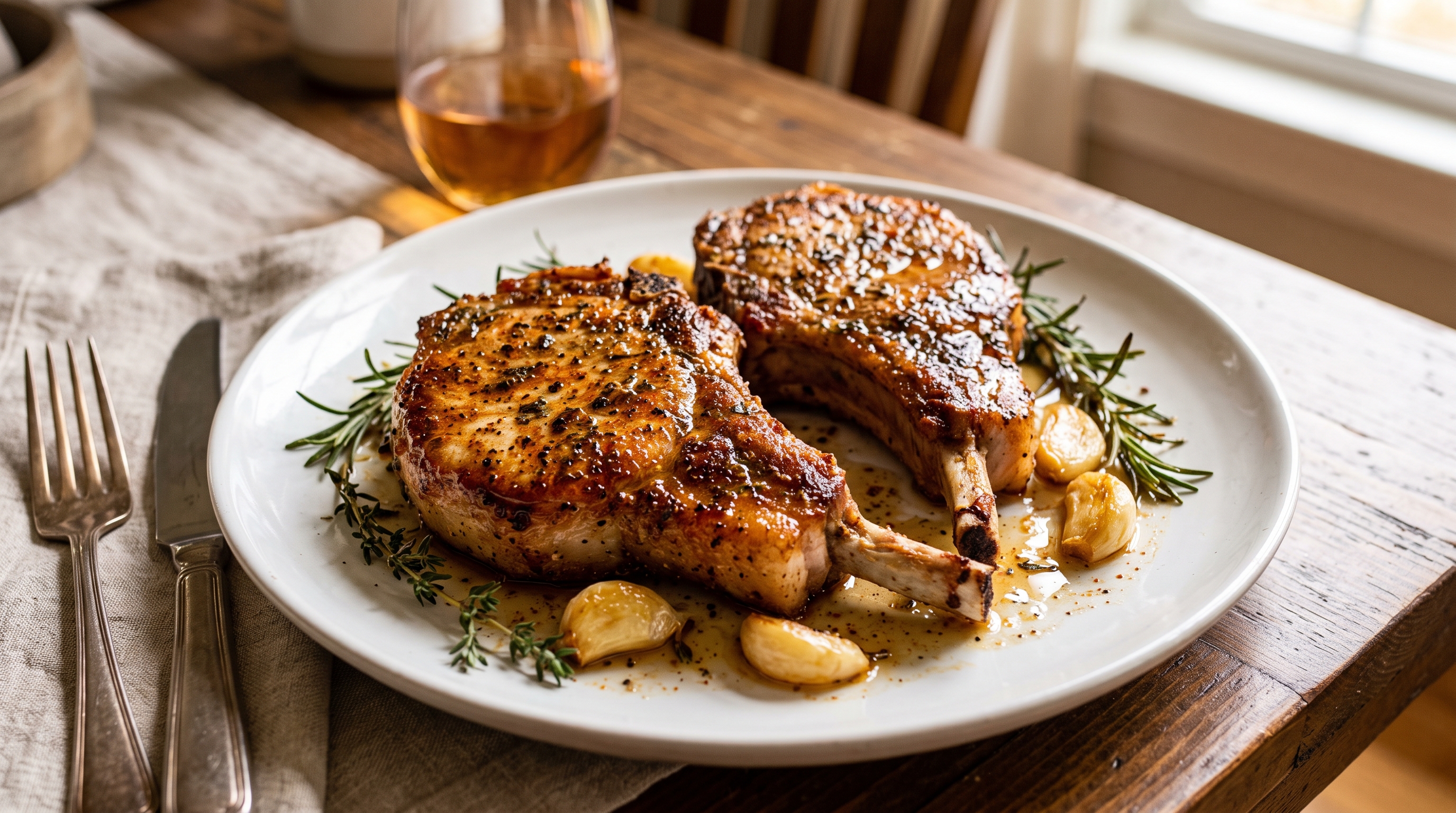 Air Fryer Garlic Herb Bone-In Pork Chops