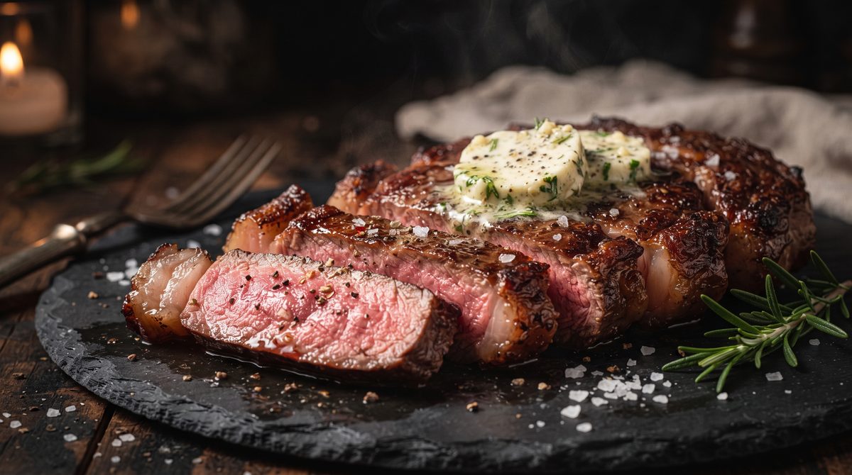 Juicy Garlic Herb Butter Air Fryer Ribeye Steak
