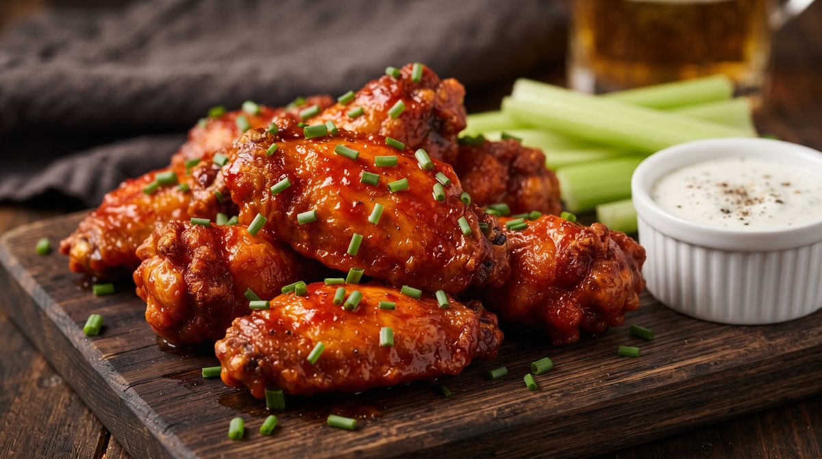 Ultra-Crispy Air Fryer Buffalo Chicken Wings with Garlic Ranch Dip